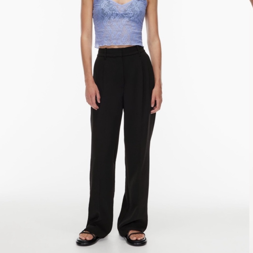 Aritzia Black High-Waist Wide-Leg Trousers